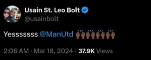 Đánh bại Liverpool và tiến vào bán kết! Bolt lập tức tweet ăn mừng: Yessss